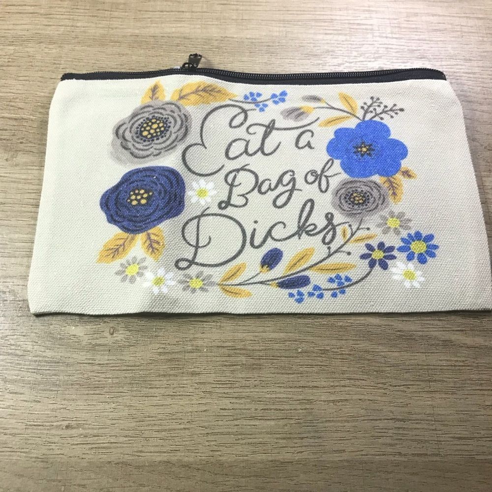 Funny Blue Floral Cosmetics Makeup Bag